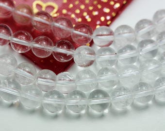 Clear quartz, 6.5mm round gemstone,one full strand,  hole 0.8mm,16", 65 beads