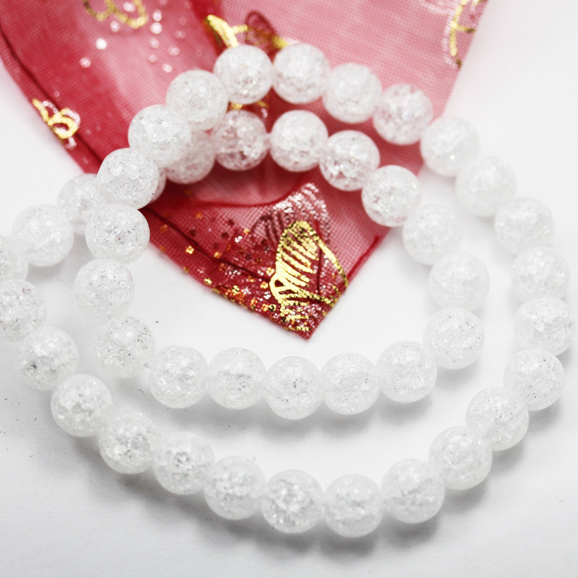 Crackle Quartz Round Beads – 4mm To 12mm, Clear, 15 Pieces For Jewellery Making