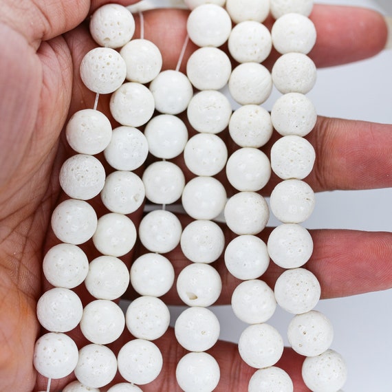 White Coral Gemstone Beads, 10mm Round, 15.5" Strand