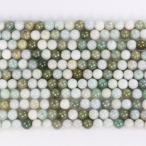 Natural burmese burma jade , 8mm round gemstone, one full strand green beads strand, 1mm hole, 16&quot;