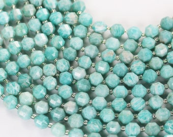 Natural amazonite beads, 8*7.5mm faceted oval beads gemstone, 15.5inch, about 36 beads, 1mm hole