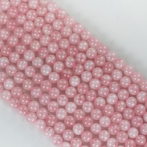 Genuine natural madagascar rose quartz gemstone, pink 6mm round strand, 16&quot; strand, about 60 beads, hole 1mm