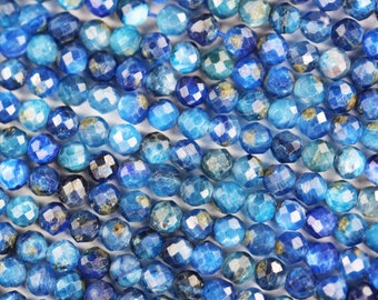 Kyanite, 3mm faceted round natural gemstone beads, 15.5", 0.6mm hole, about 120 beads