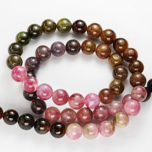 Natural tourmaline, 6.5mm round colorful gemstone beads, one full strand, 15.5&quot;, about 65 beads