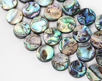 Natural abalone shell beads, 16mm round button beads , 3.5mm thick, 15.5inch, about 25 beads, 0.6mm hole