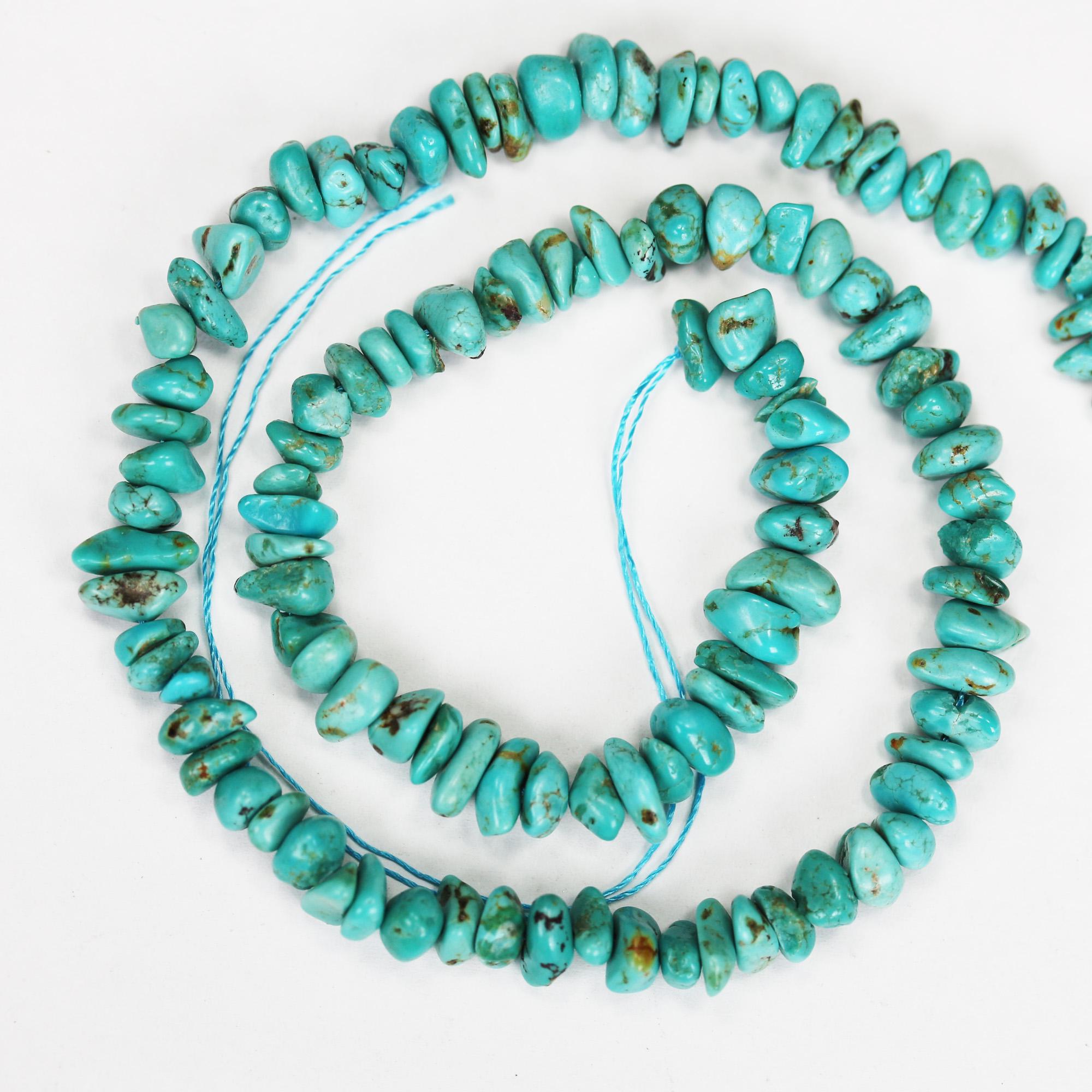 Natural Turquoise Nugget Beads, Blue Green Gemstone, 15.5 Inch