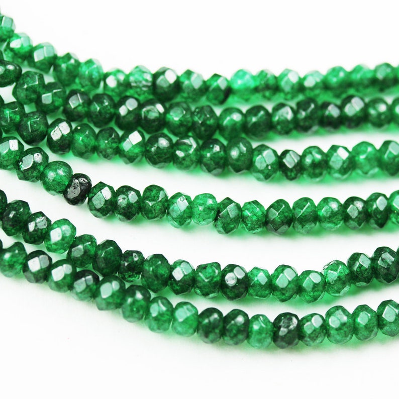Dyed Jade 43mm Emerald Color Faceted Rondelle Gemstone | Etsy