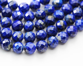 Lapis lazuli,6.5mm natural gemstone faceted round, 7.5inch, about 32beads,1mm hole
