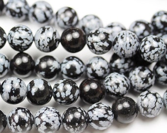 6mm snowflake obsidian natural gemstone beads strand, 15.5inch, 1mm hole, about 60beads