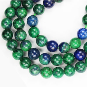 Azurite , 8mm round  gemstone beads strand, one full strand  hole 1mm, 16 inch