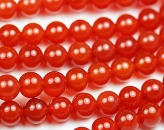 Cuentas de cornalina teñida, redondas de 8 mm, hebra de 40 cm (16 pulgadas).