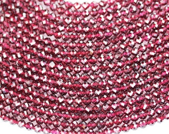 Natural garnet, 4mm faceted round gemstone, one full strand  gemstone, hole 0.6mm, 16"