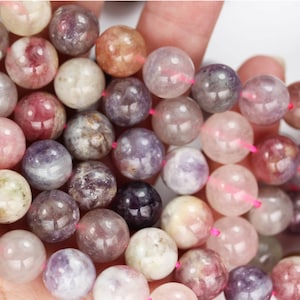Pink Tourmaline Gemstone Beads, 10mm Round Strand