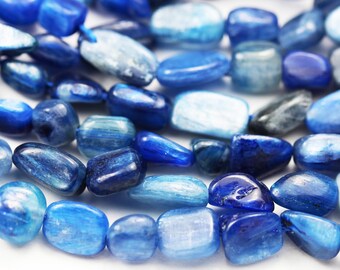 Natural kyanite,7-10mm*7mm natural nugget shape gemstone chips, 16 inch ,1mm hole