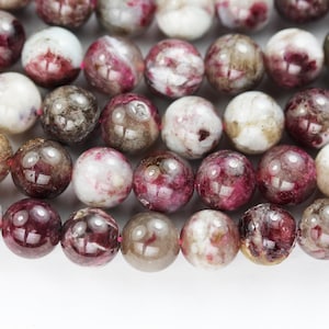 Pink tourmaline, 6mm pink round gemstone strand, 15.5 inch , about 60 beads , 1mm hole