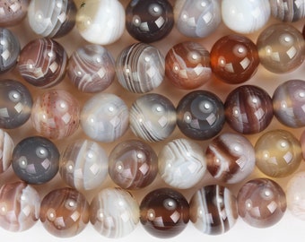 Botswana-Achat, 6 mm runder natürlicher Edelsteinstrang, 15,5 Zoll, etwa 70 Perlen, 1 mm Loch