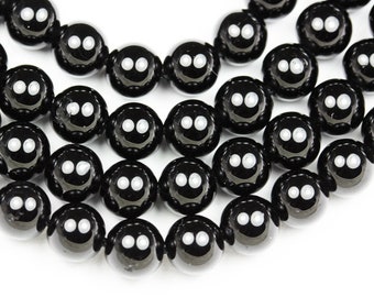 Black tourmaline ,6mmround gemstone beads,one full strand natural  about 70 beads, 16"