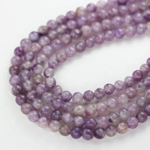 Lepidolite, 4mm round beads gemstone strand, one full strand ,0.6mm hole, about 100 beads