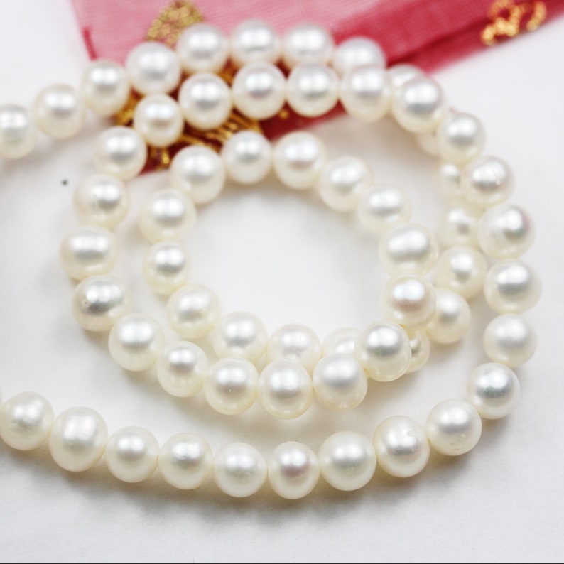 6-7mm White Potato Freshwater Pearl Strands,15.5 inch PLF8245 about 65 beads,0.6mm hole