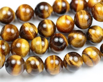 Gold tiger eye, 8mm  round gemstone strand, one full strand , hole 1mm