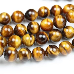 Gold tiger eye, 10mm  round gemstone strand, one full strand , hole 1mm
