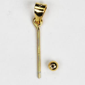 2 conectores para colgantes estilo vermeil de oro de 18 quilates con enganches tipo picahielo y bola de rosca abierta para colgantes con cuentas.