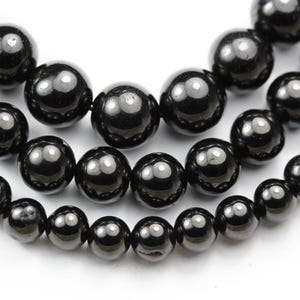 Genuine real natural jet 10mm round , gemstone beads strand, 16 inch, 1mm hole