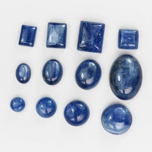 Natural Kyanite Cabochon Gemstone Beads, Blue Round Oval Rectangle Cabs