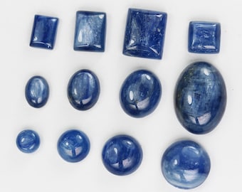 Natural Kyanite Cabochon Gemstone Beads, Blue Round Oval Rectangle Cabs