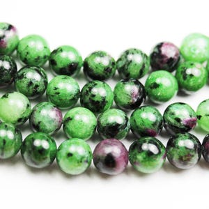 Natural ruby zoisite, 8mm round gemstone beads, one full strand, about 50beads,16"