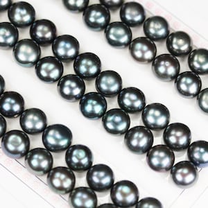 Freshwater Pearl, 9-9.5mm 1 Pair AAAA Half Drilled Peacock Color Button Round Pearl Studs, For Making Earring/Ring, Hole 1mm