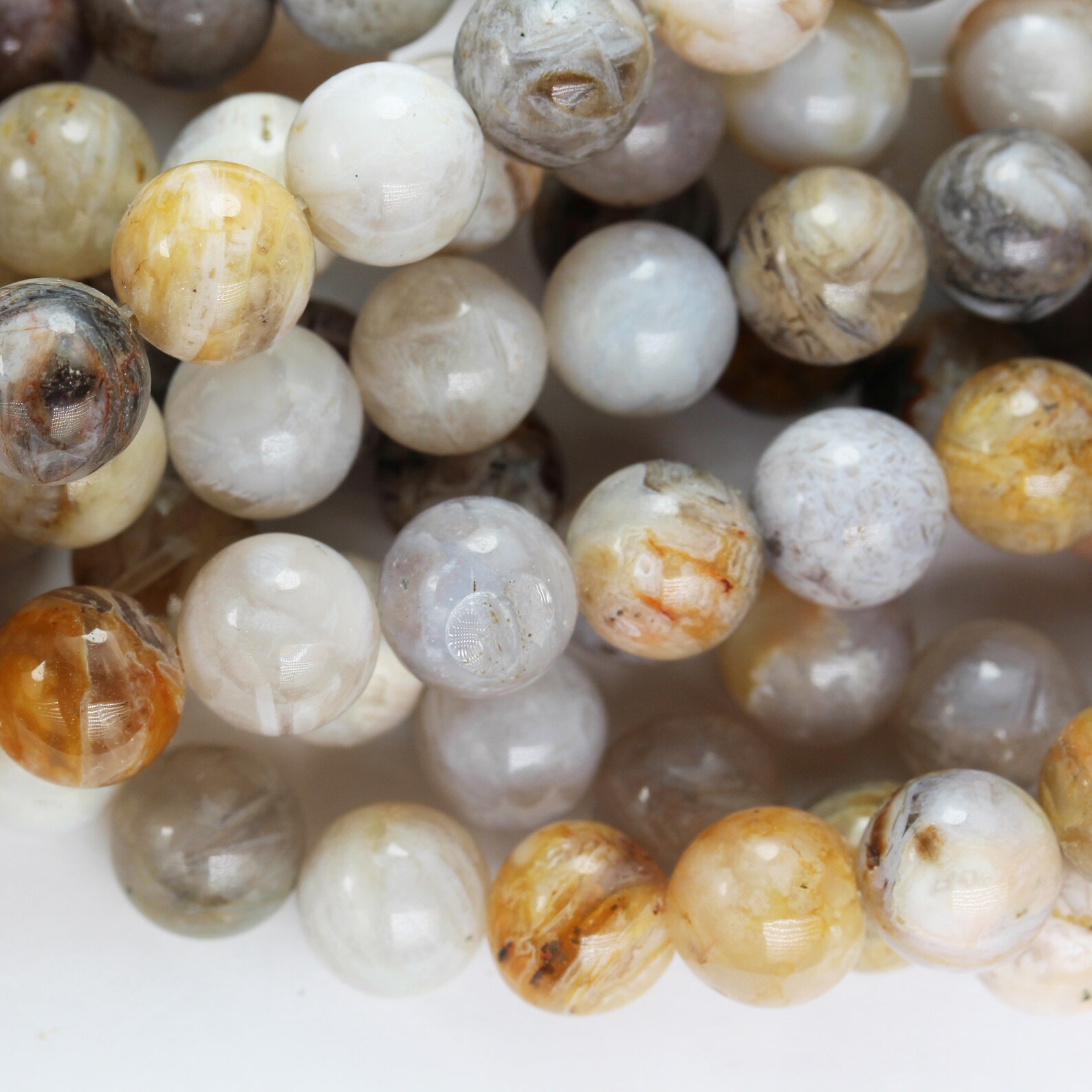 Bamboo Leaf Agate 10mm Round Natural Gemstone Strand One Etsy