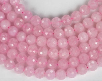 Genuine natural madagascar rose quartz gemstone purple pink 10mm faceted round strand, 16inch , about 38 beads, hole1mm