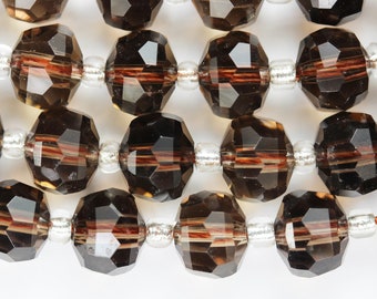 Natural smoky quartz, 6*8mm faceted rondelle gemstone strand, 8 inch , about 25 beads,hole1mm