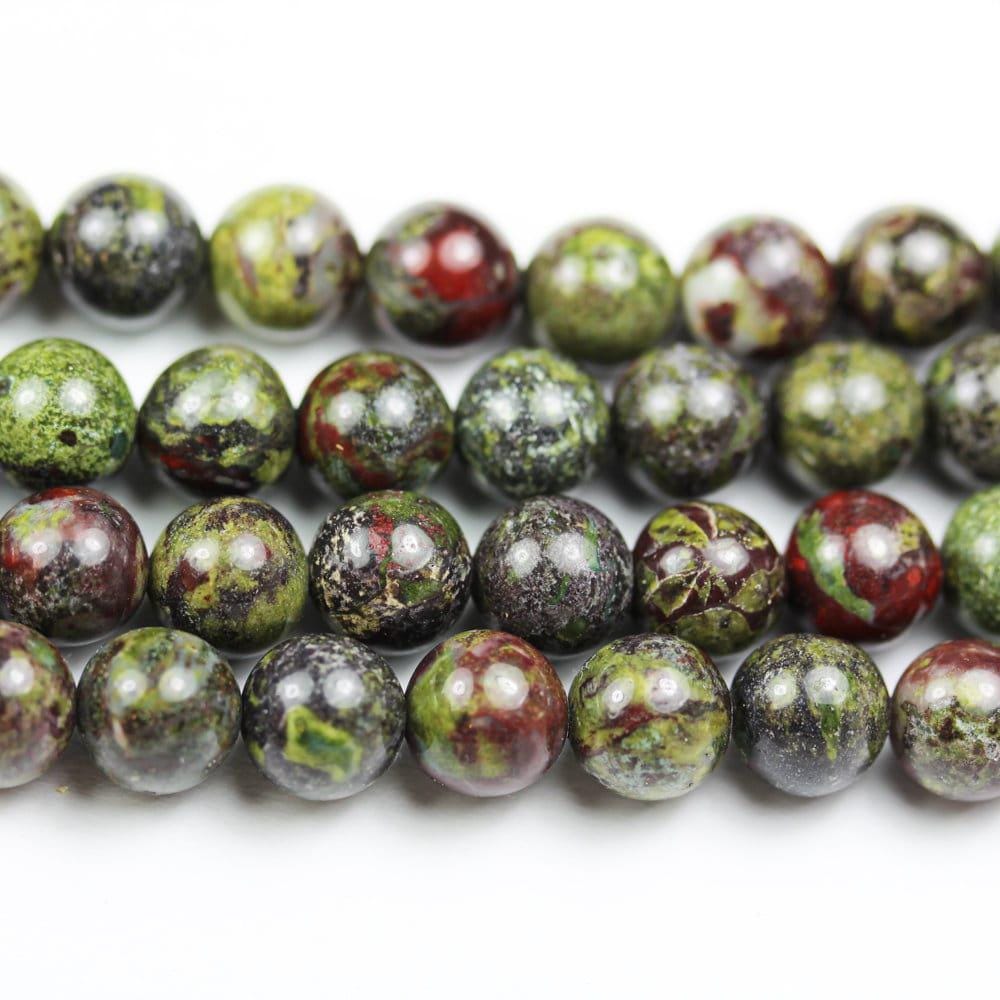 16 Perles En Jaspe Sang De Dragon Naturel 8mm - Grade A Pour Création De Bijoux