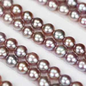 Freshwater Pearl, 6-6.5mm 1 pair AAAA Half Drilled Lavender Color Button Round Pearl Studs, for Making Earrings/Ring, hole 1mm