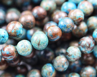 Blue Calsilica Jasper Beads, Aqua Terra Gemstone, 6mm Strand