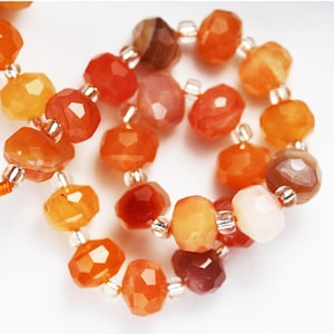 Red agate, 6*8mm faceted rondelle gemstone strand, 8 inch , about 25 beads,hole1mm