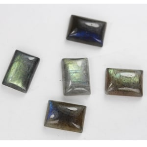Natural Labradorite Rectangle Cabochon Gemstone Beads,  10*14mm Cabs, 4.5mm thick