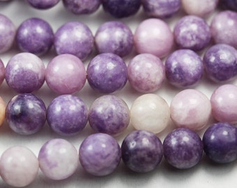 Lepidolite, 8mm round beads gemstone, one full strand about 50 beads, 1mm hole