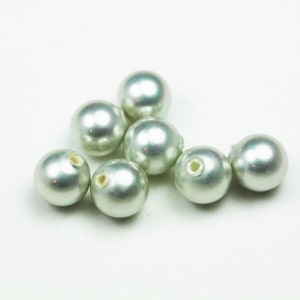 Shell pearl, 3pairs 6mm half drilled light grey round, for making earring/ring , hole 1mm