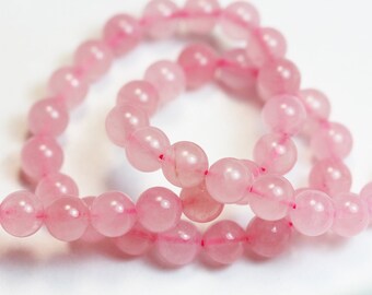 Rose quartz, 8mm round gemstone strand, one full strand , about 50 beads,hole1mm