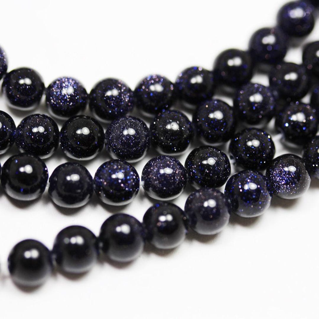 Blue Goldstone, 10mm Round Gemstone, One Full Strand, 16