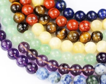 8mm Chakra Gemstone Beads, Amethyst, Lapis, Jasper, Aventurine