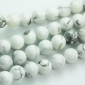 White howlite,8mm round natural gemstone beads, one full strand , 16&quot;, 1mm hole, 50 beads