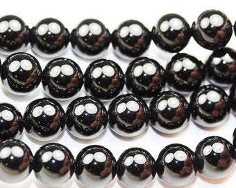 Zwarte onyx, 4/6/8/10 mm ronde streng edelsteenkralen, één volledige streng, 16 inch