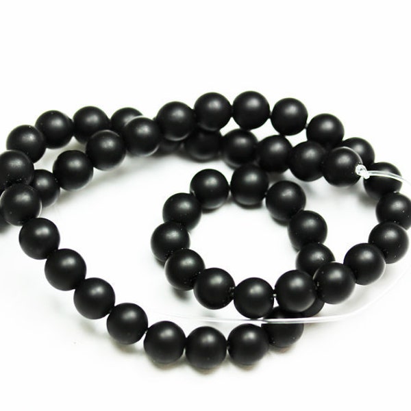 Matte black onyx, 4mm round gemstone beads strand, one full strand   hole 0.8mm, 16 inch, about 90beads
