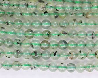 Prehnite, perles de pierres précieuses rondes de 4 mm, un brin complet, 15,5 pouces, trou de 0,8 mm