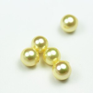 Shell Pearl, 3pairs 6mm Half Drilled Gold Round, for Making earring/Ring , hole 1mm