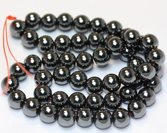 Hematite, 8mm round  gemstone, one full strand , gemstone beads, hole 1mm,16"